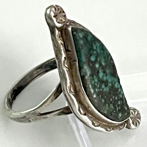 Old Pawn Vintage Navajo Damele Turquoise Sterling Silver Ring - Picture 2 of 6